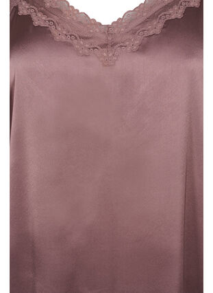 Ermeløs nattkjole med blonder og ryggdetalj, Sparrow, Packshot image number 2