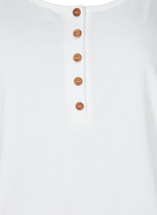 Topp med rund hals og knapper, Bright White, Packshot image number 2