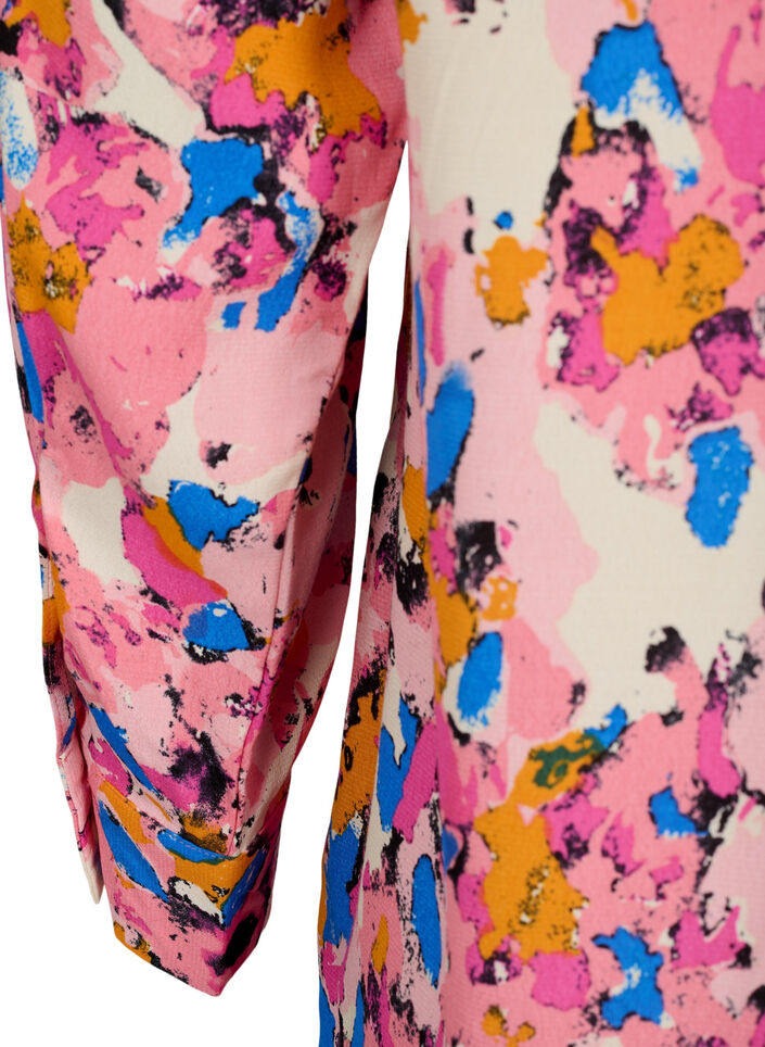 Lang mønstrete skjorte i viskose, Rosebloom GraphicAOP, Packshot image number 3