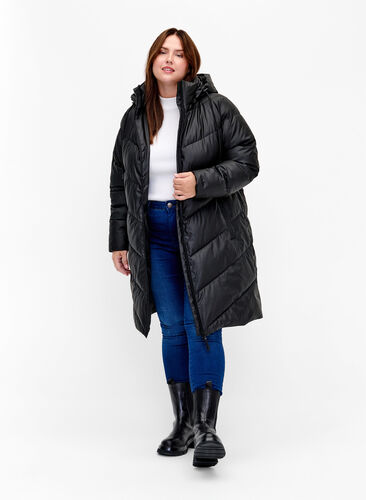 Vannavvisende vinterjakke med avtagbar hette, Black, Model image number 2