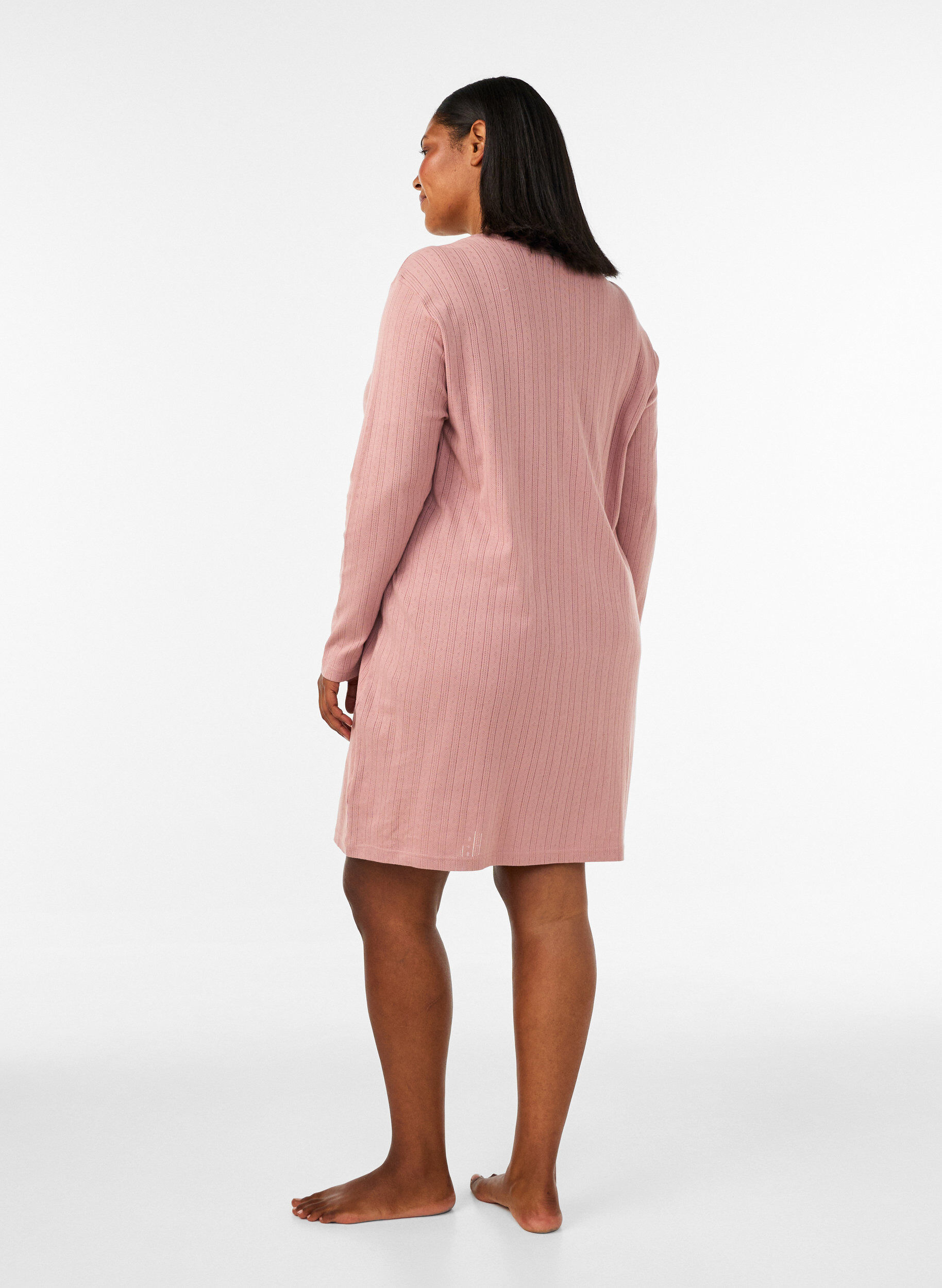 ZizziNattkjole i &oslash;kologisk bomull med hullbroderi, Rosa, Model image number 2