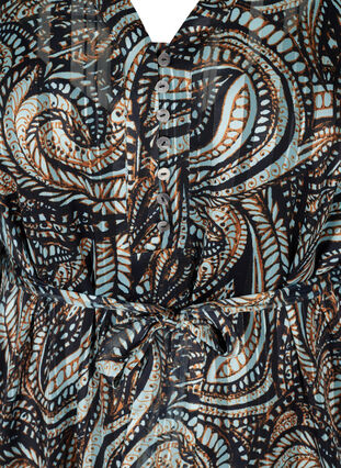 Maksikjole med paisleymønster og knyting, Black Paisley, Packshot image number 2