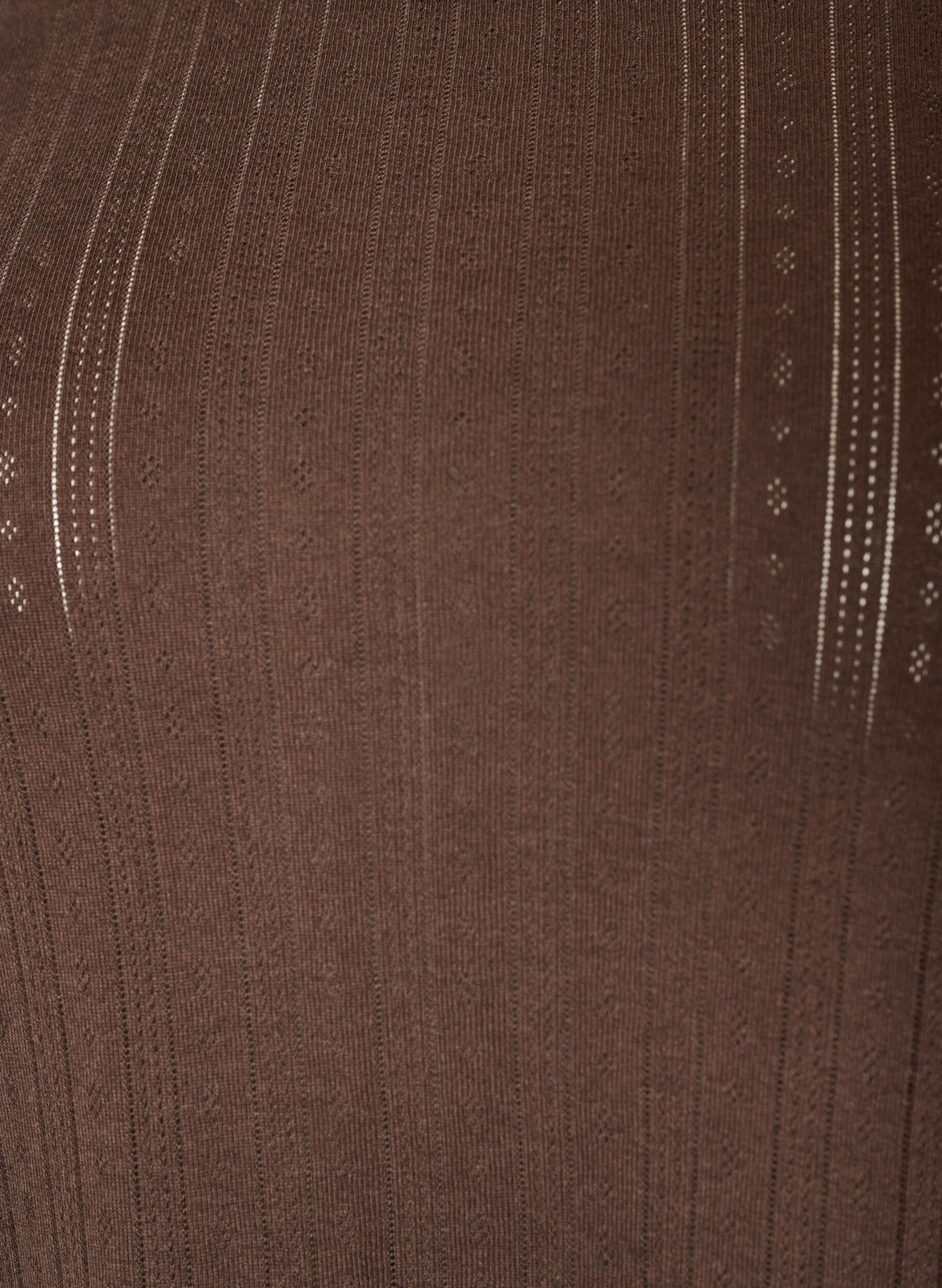Zizzi&Oslash;kologisk bomulls pyjamatopp med hullbroderi, Brun, Packshot image number 2