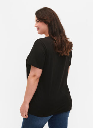 T-skjorte i bomull med trykk, Black SUN, Model image number 1
