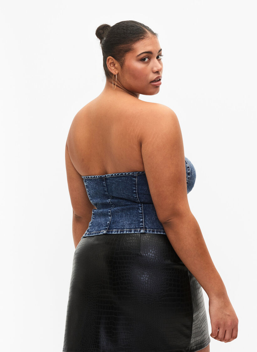 Kortsett av denim med glidelås, Blue denim, Model image number 1