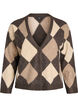 Argyle cardigan med rhinesteiner, Brun, Packshot image number 0