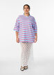 Oversized T-skjorte med striper og 1/2 ermer, Bl&aring;, Model image number 1