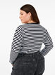 Stripete bluse med lange ermer, Svart, Model image number 2