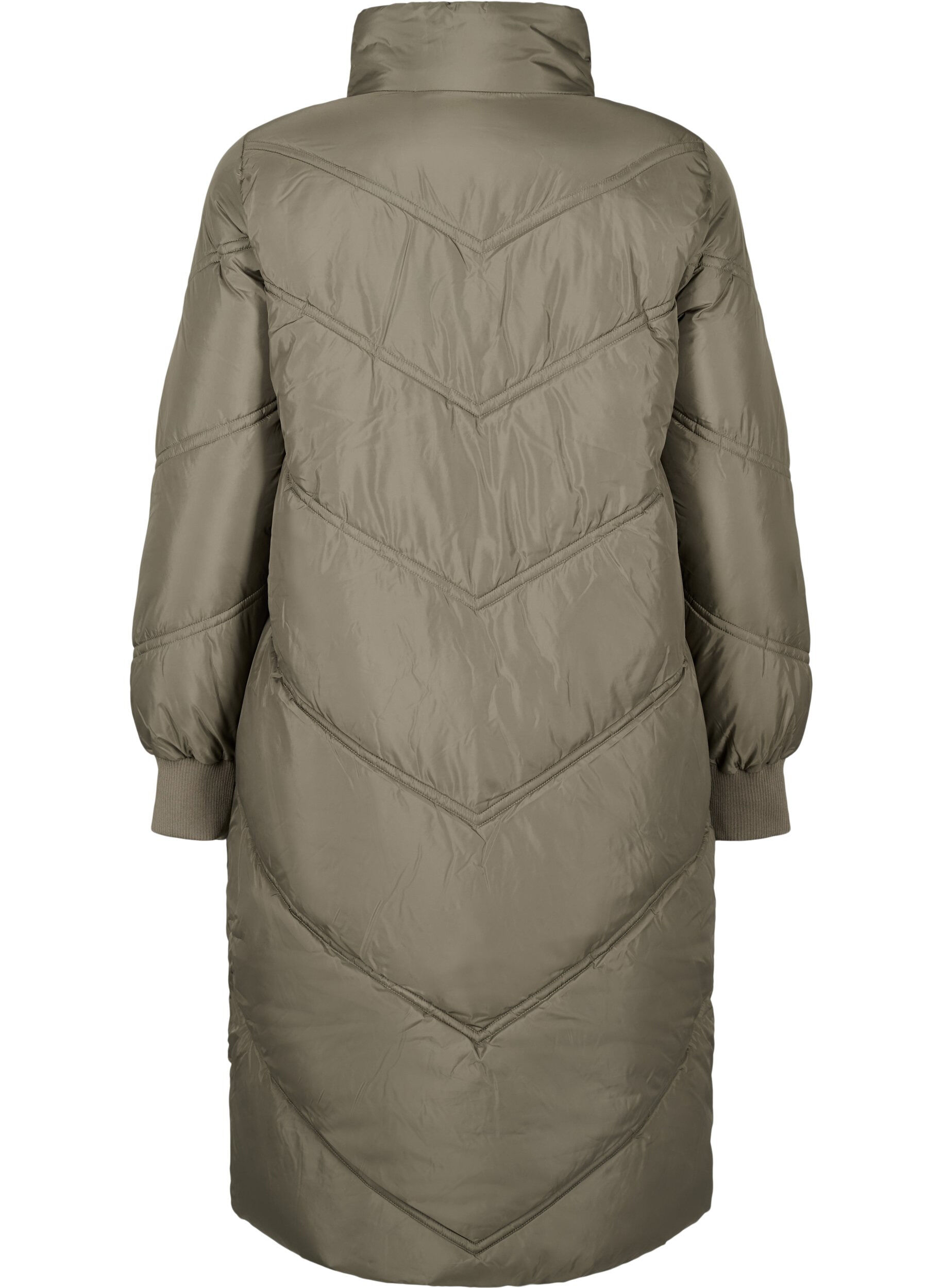 Zizzi Lang puffer-vinterjakke, Bungee Cord , Packshot image number 1