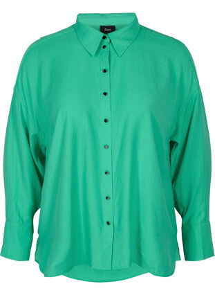Viskoseskjorte med lange ermer, Mint, Packshot image number 0