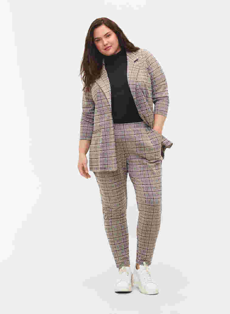 Cropped Maddison bukser med rutete mønster, Brown Check, Model