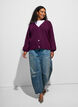 Cardigan med V-hals og ribbestruktur, Lilla, Model image number 1