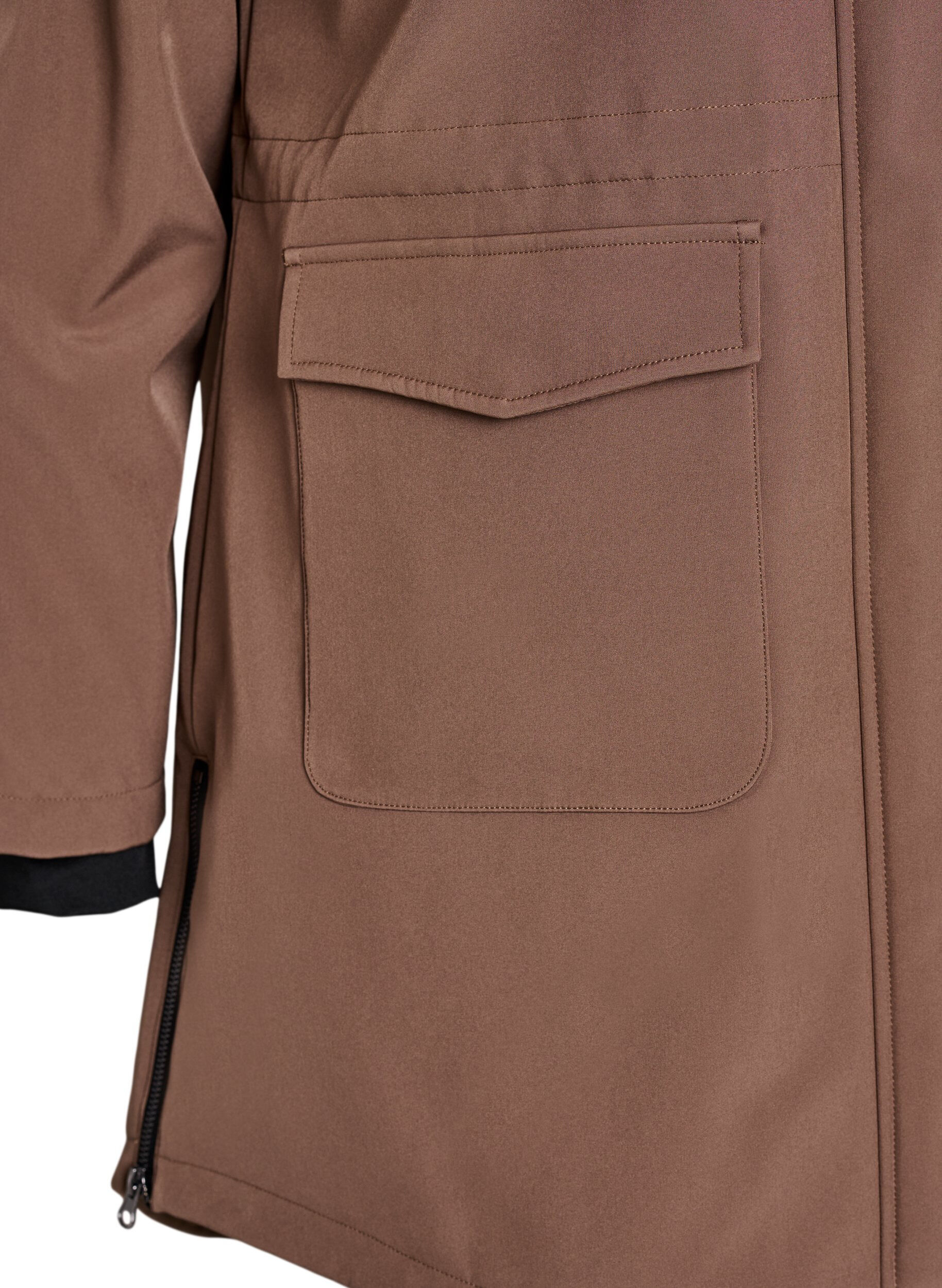 ZizziVannavvisende softshell jakke med vattert f&ocirc;r, Brun, Packshot image number 3