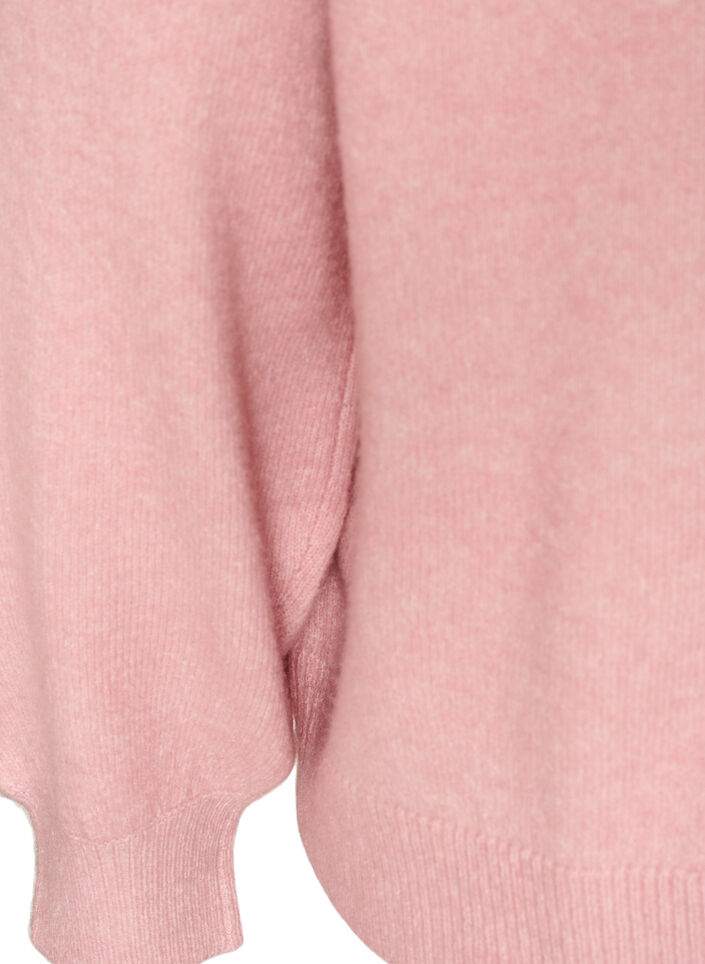 Cardigan i myk strikk med gullfargede knapper, Rosa, Packshot image number 3