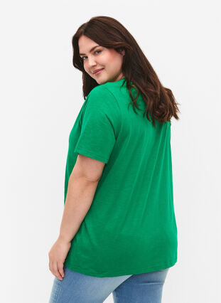 Kortermet basic t-skjorte med v-hals, Jolly Green, Model image number 1
