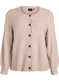 Cardigan med hjerteformede knapper, Beige Cardigan med hjerteformede knapper