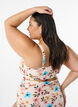 Blomstrete bikinioverdel med volangdetaljer, Beige, Model image number 2
