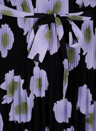 Trykt plisseringskjole med knytebånd, Black w. Floral, Packshot image number 3