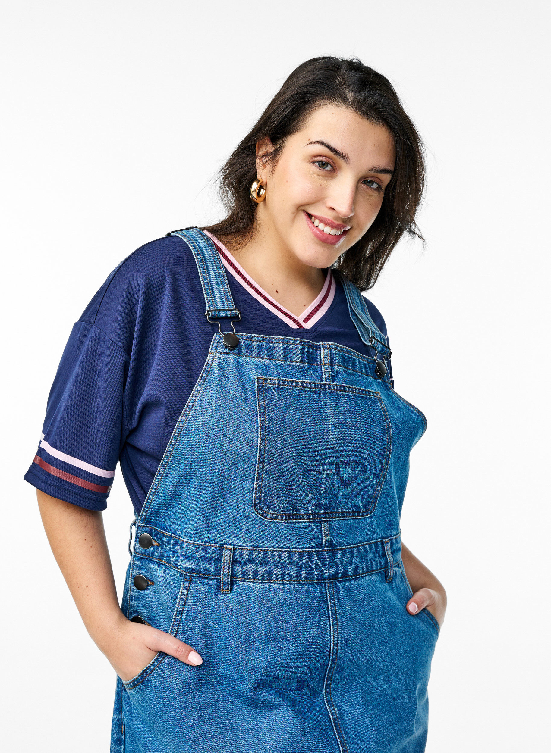 Zizzi Denim selekjole i midi-lengde, Bl&aring;, Model image number 2