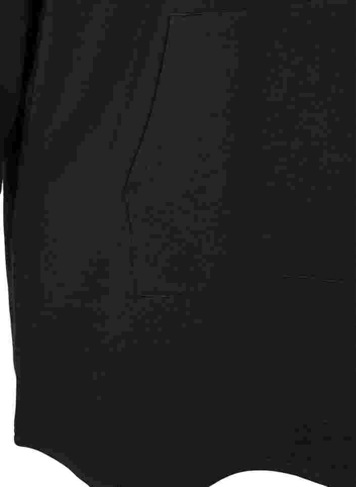 Kjole med hette og lomme, Black, Packshot image number 3