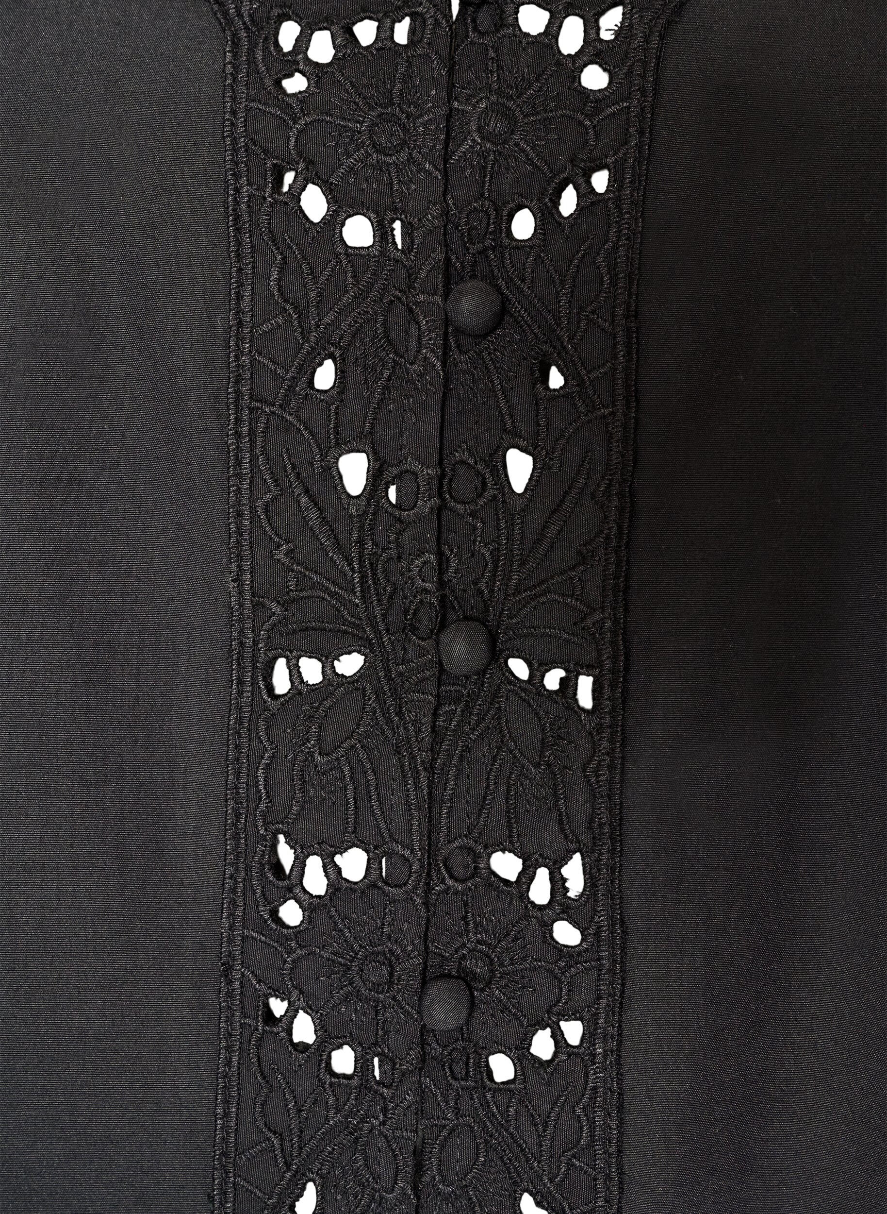 ZizziSkjortebluse med broderie anglaise, Svart, Packshot image number 2
