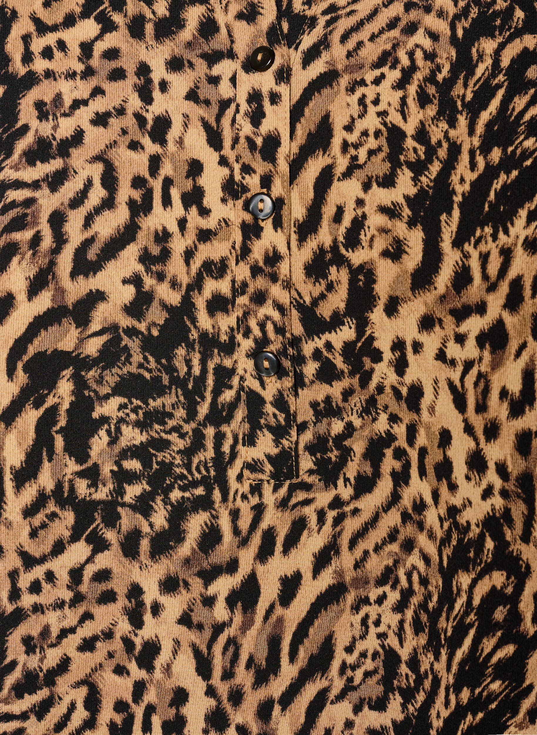 ZizziBluse med korte ermer og v-hals, Brun, Packshot image number 2
