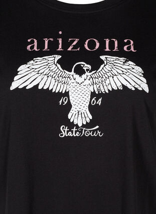 Kortermet T-skjorte med mønster i bomull, Black w. Arizona , Packshot image number 2