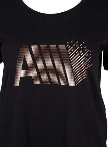 T-skjorte til trening med trykk, Black w. RoseGoldF., Packshot image number 2