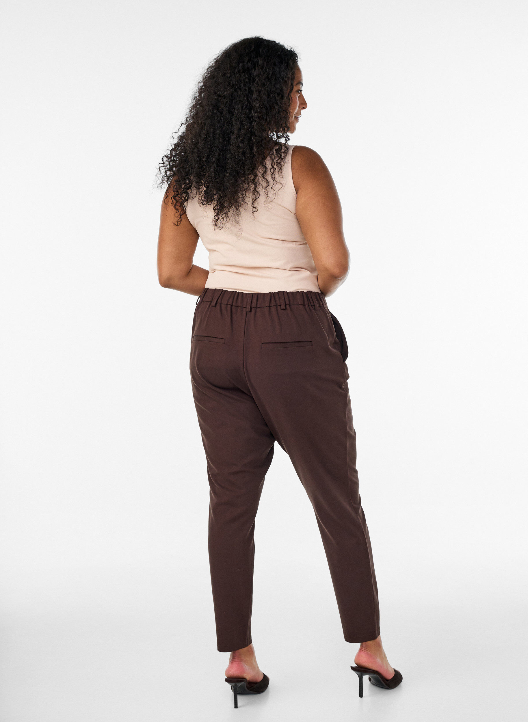 ZizziCropped Maddison bukser, Brun, Model image number 1