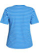 T-shirt med striper og ribbestrikket struktur, Bl&aring;, Packshot image number 1