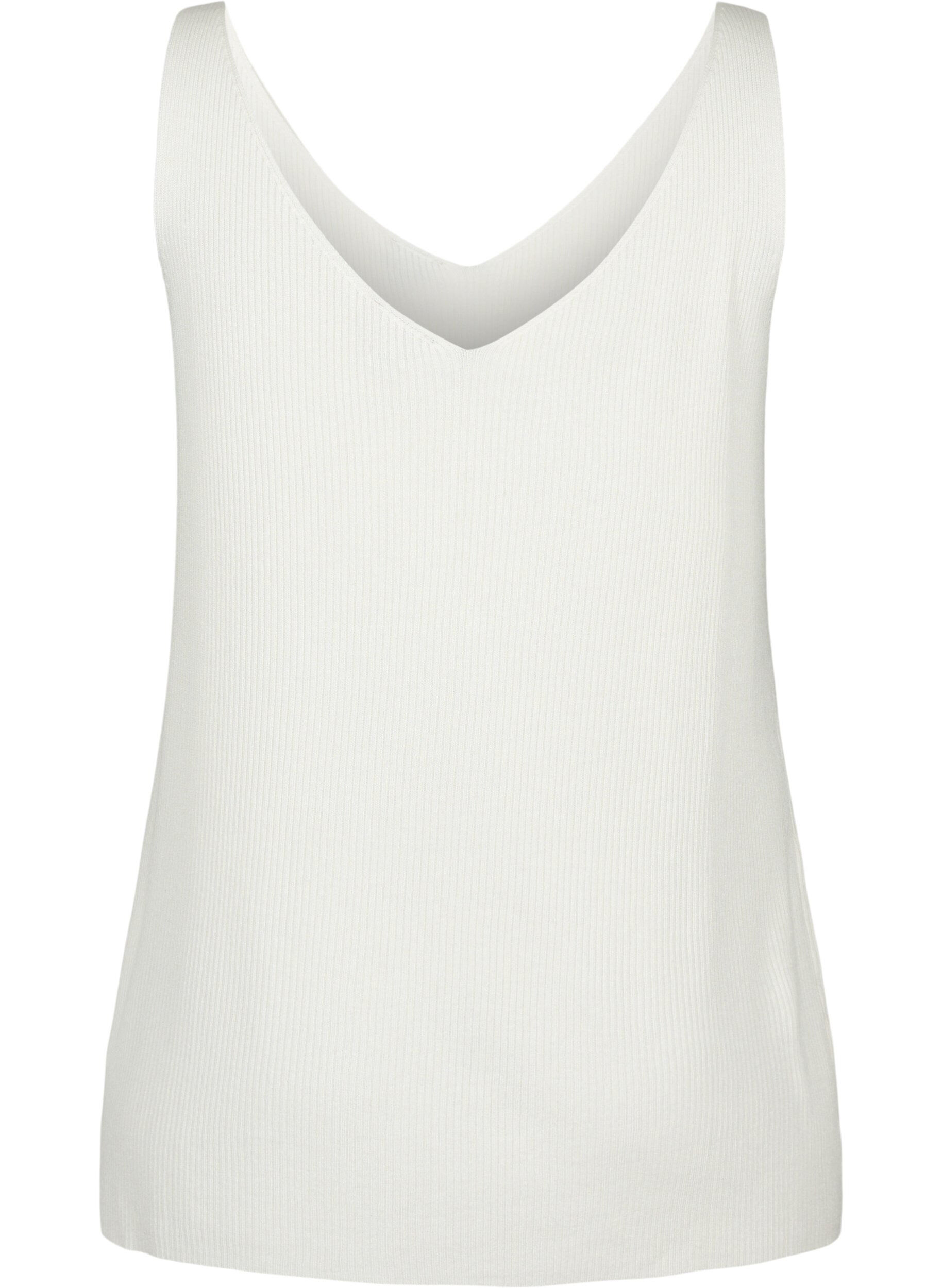 Zizzi Strikket topp med V-utskj&aelig;ring, Cloud Dancer, Packshot image number 1