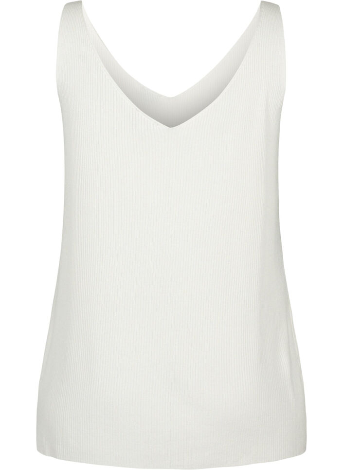 Strikket topp med V-utskjæring, Cloud Dancer, Packshot image number 1