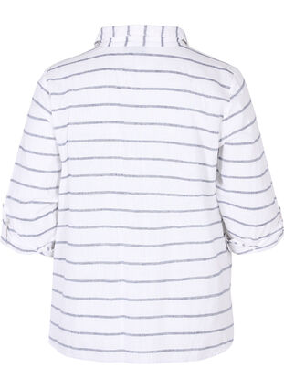 Bluse med 3/4-ermer og knapper, Navy Blazer stripe, Packshot image number 1