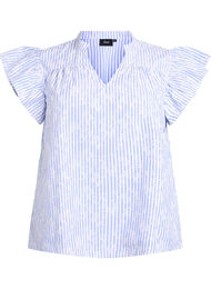 Ermeløs bluse med striper og blomstertrykk, Serenity Stripe