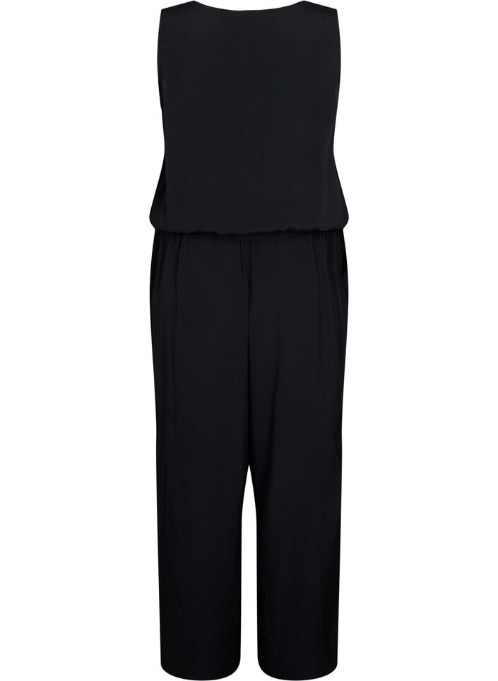 Ermeløs jumpsuit i viskose, Black, Packshot image number 1