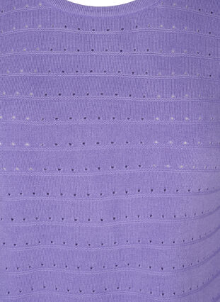 Strikkegenser med et strukturert mønster og rund hals, Paisley Purple, Packshot image number 2