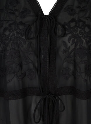 Lang kimono med 3/4-ermer og broderi, Black, Packshot image number 2