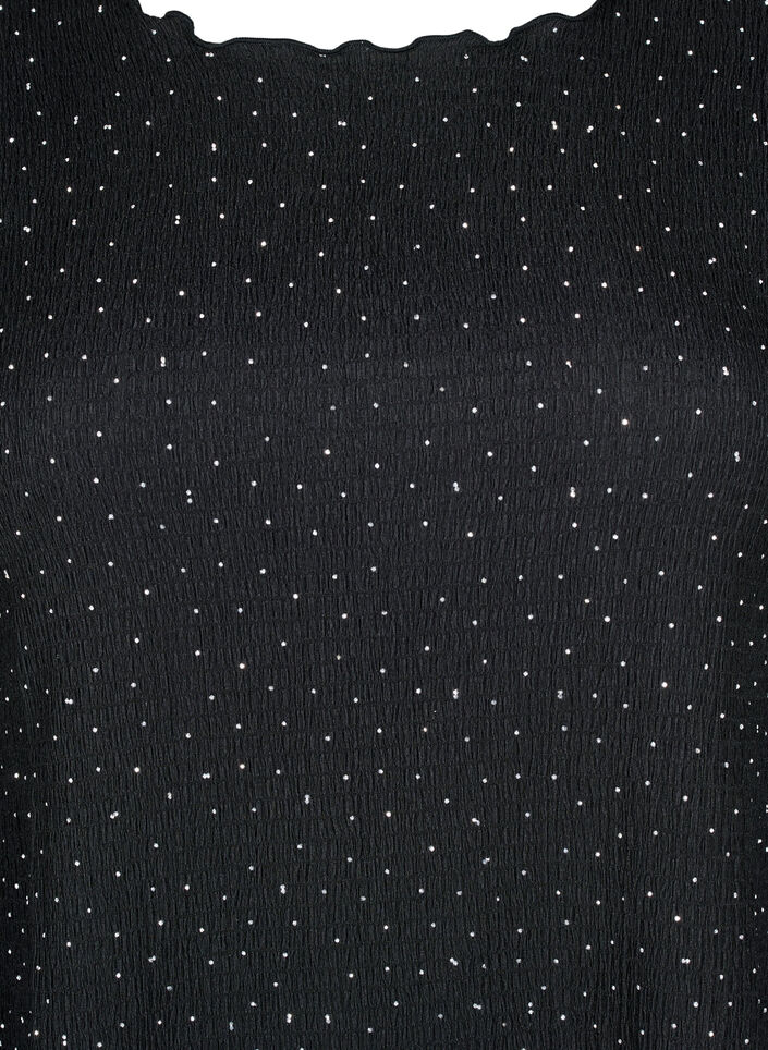 Langermet bluse med rhinsteiner, Svart, Packshot image number 2