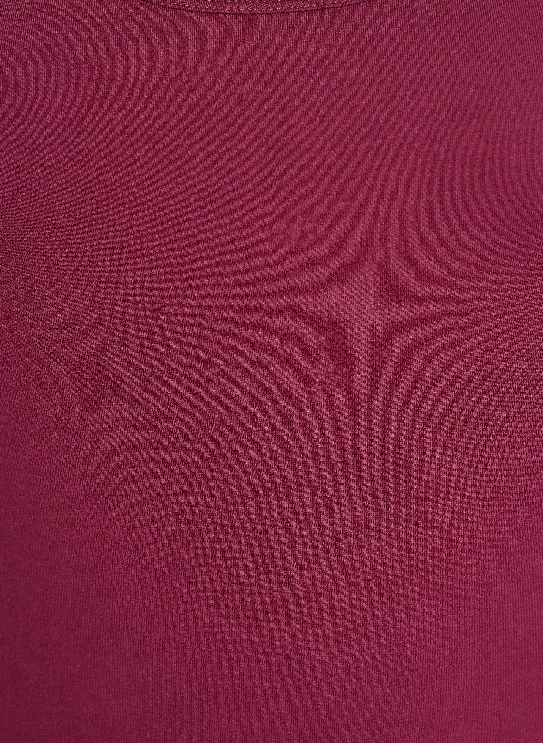 ZizziEnsfarget basic topp i bomull, M&oslash;rk Bordeaux, Packshot image number 2