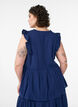 Ermel&oslash;s bluse i bomullsmusselin med volanger, Bl&aring;, Model image number 2