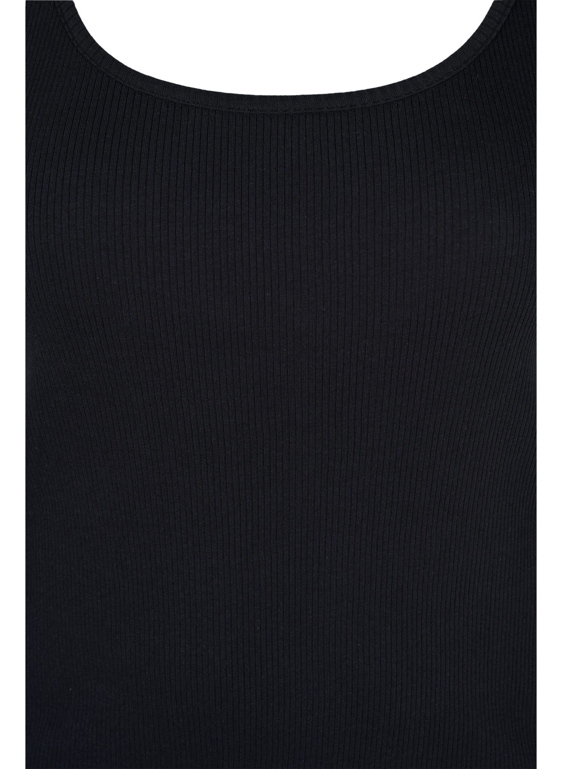Zizzi Basis tanktopp i en ribbet struktur, 2 stk., Black/Bright White, Packshot image number 2
