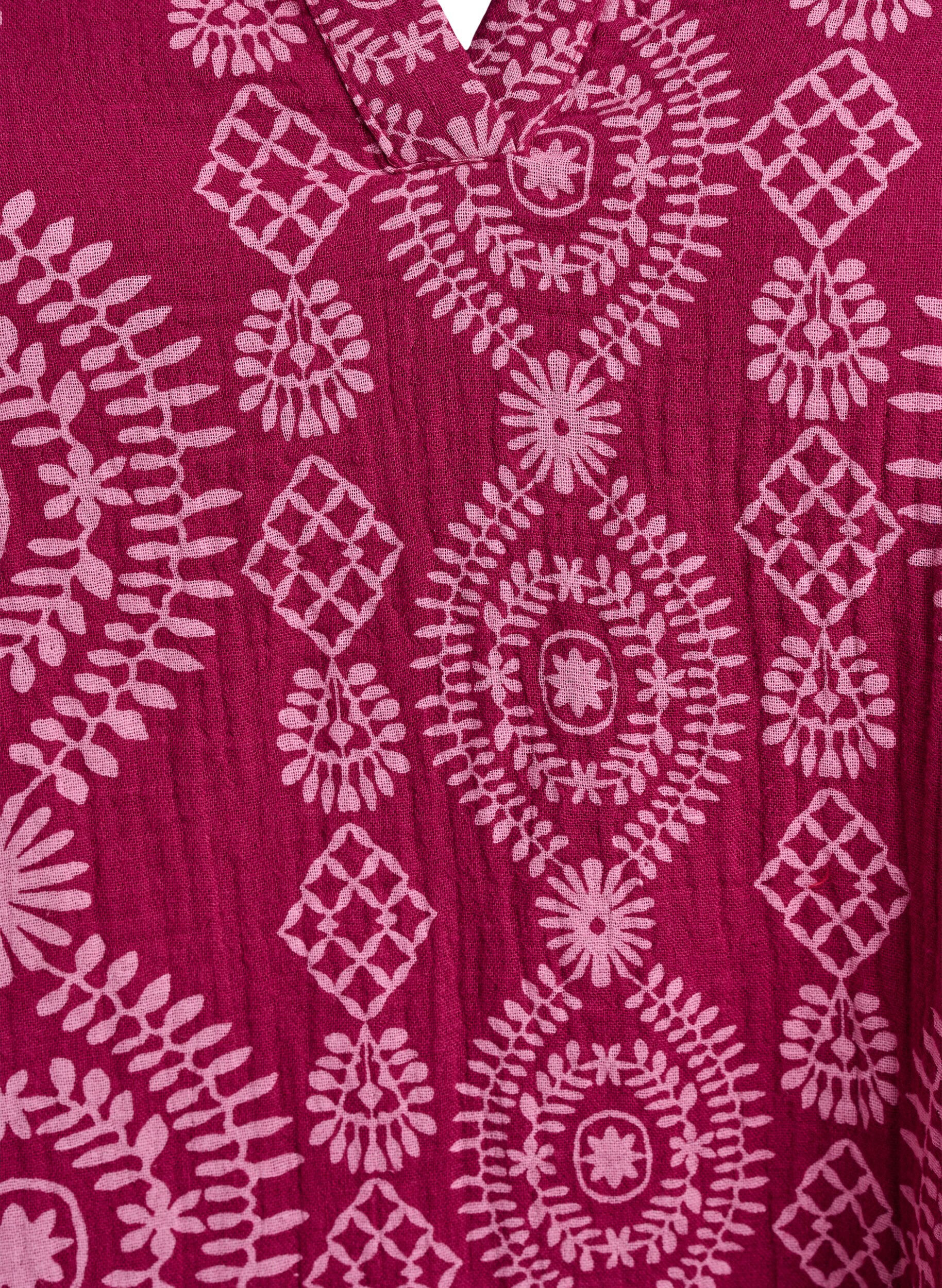 Zizzi Kort kjole i bomullsmusselin med et m&oslash;nster, 9992, Packshot image number 2