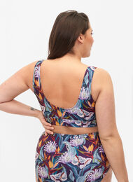 Mønstrete bikinitopp med rund hals, Deep Tropical Print, Model