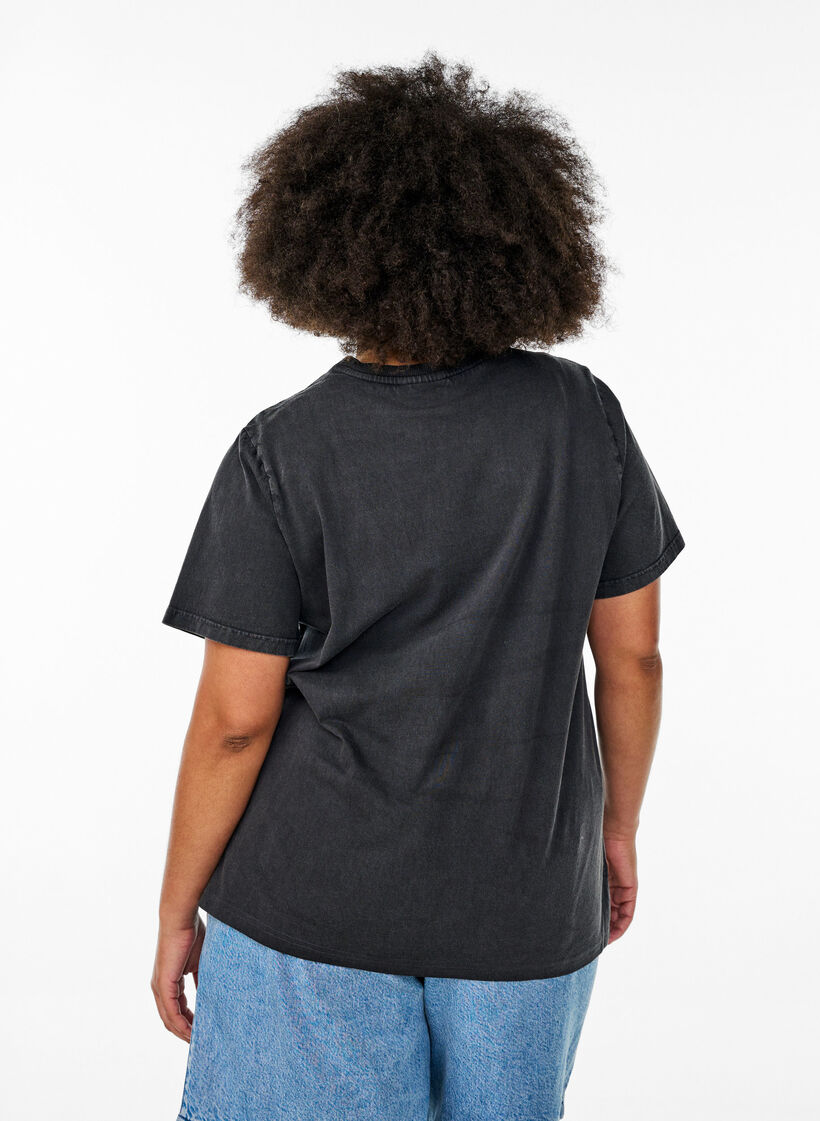 T-skjorte i økologisk bomull med statement-trykk, Grå, Model image number 2