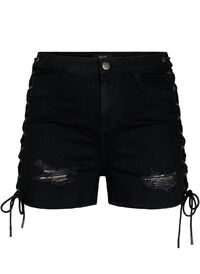Ripped denimshorts med lisser