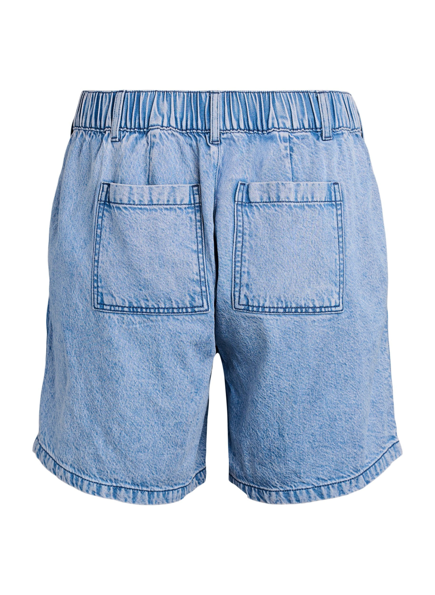 Zizzi L&oslash;se denimshorts med h&oslash;y midje, Bl&aring;, Packshot image number 1