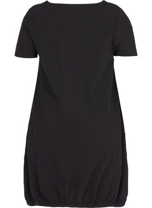 Kortermet kjole i bomull, Black, Packshot image number 1