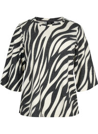 Bluse med sebratrykk og 3/4-ermer