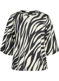 Bluse med sebratrykk og 3/4-ermer, White Zebra