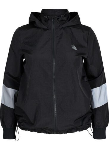 Treningsjakke med refleks og justerbar bunn, Black w. Reflex, Packshot image number 0